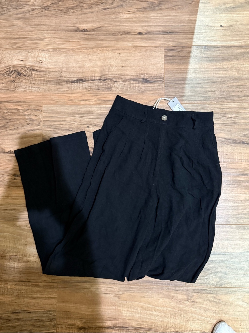High-Waist Black Pleated Women's Trousers